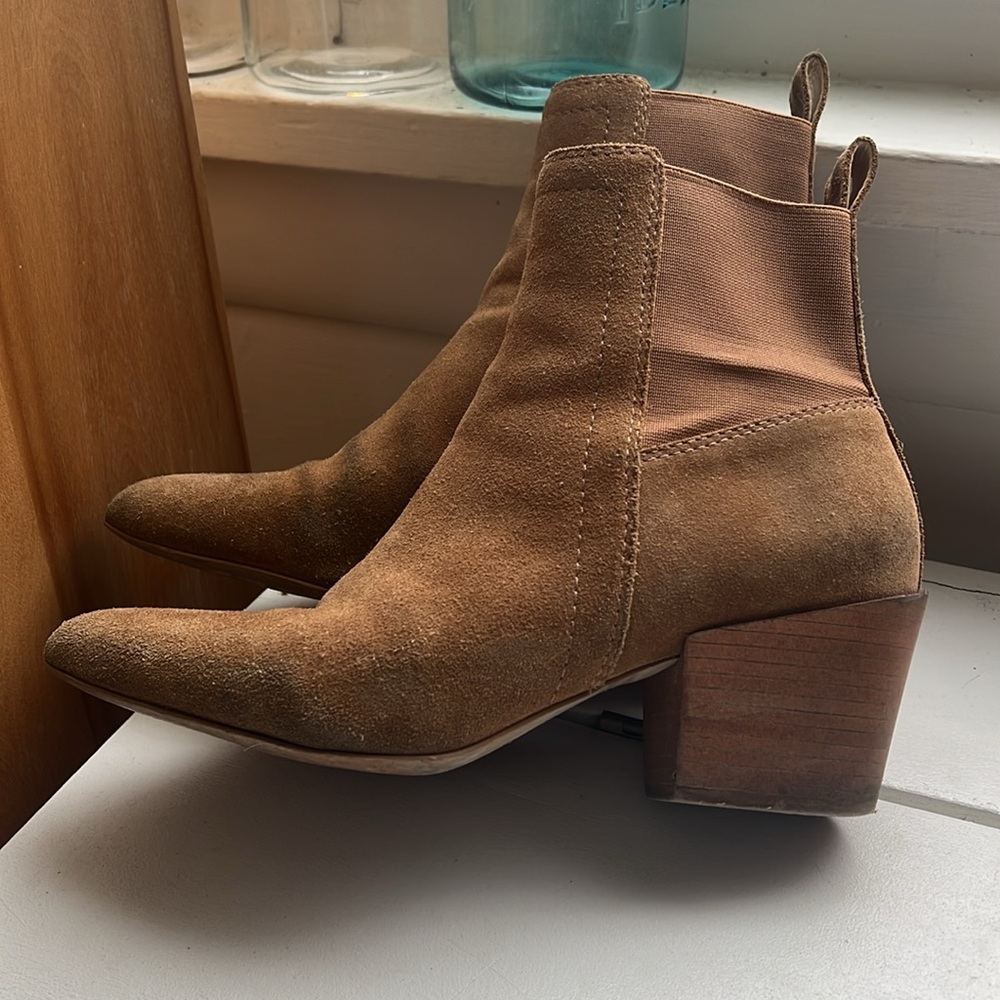 Matisse Tan Suede boots high heel booties brown pointed toe Women’s size 8.5 - Picture 4 of 13